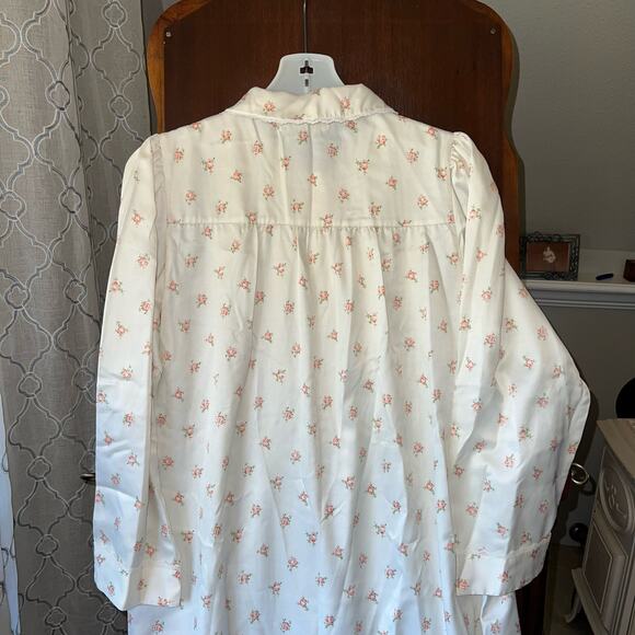 Vintage Miss Elaine Long Nightgown Floral Small Pink White Satin lined - Picture 11 of 14